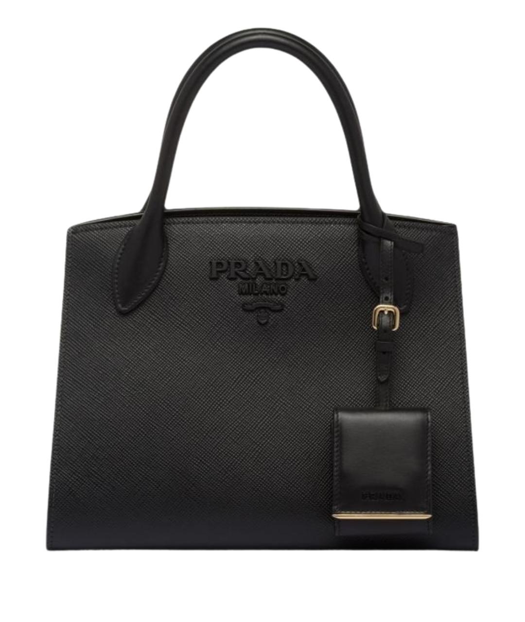 PRADA Черная кожаная сумка с короткими ручками, фото 1