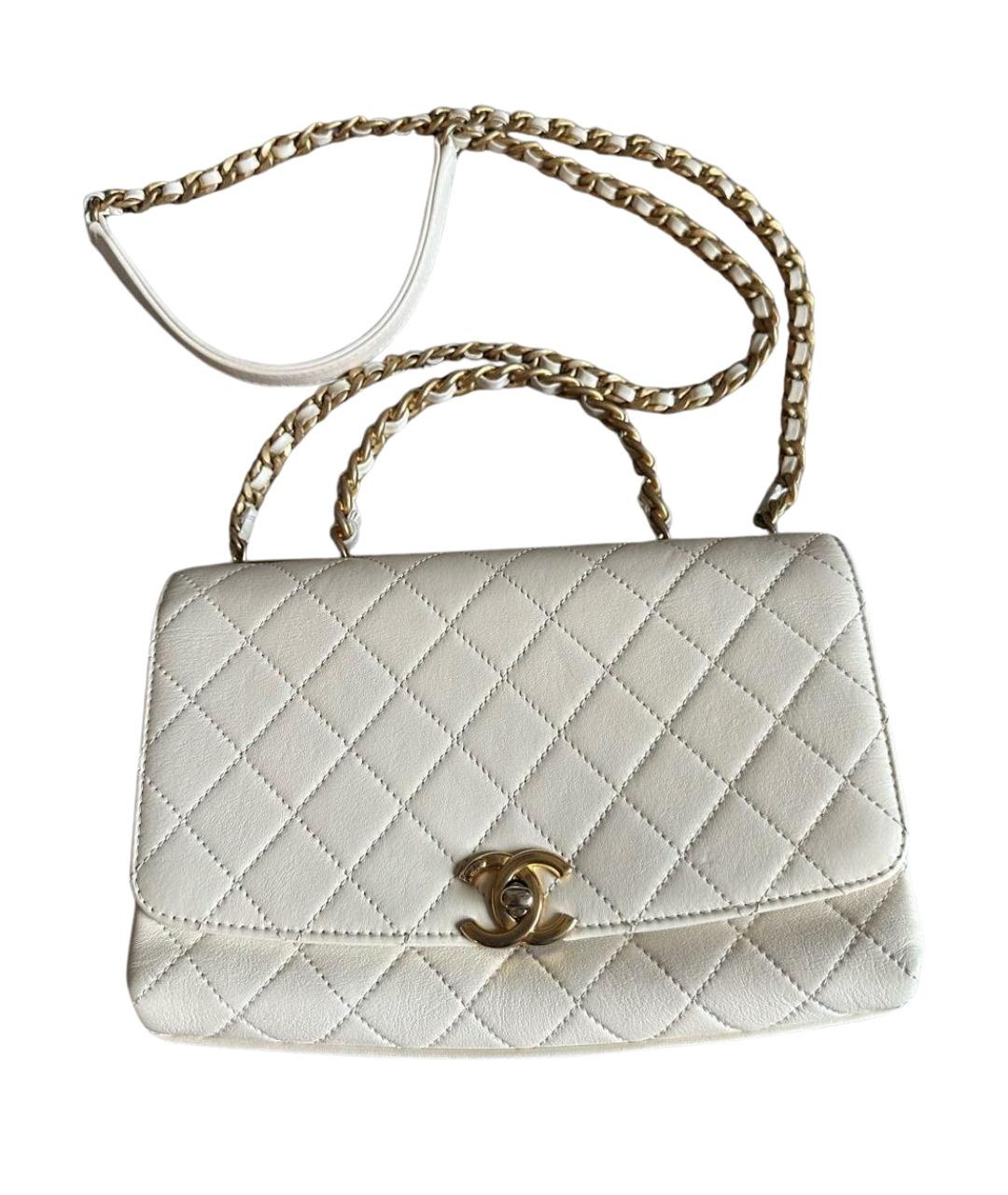 CHANEL Белая кожаная сумка через плечо, фото 1