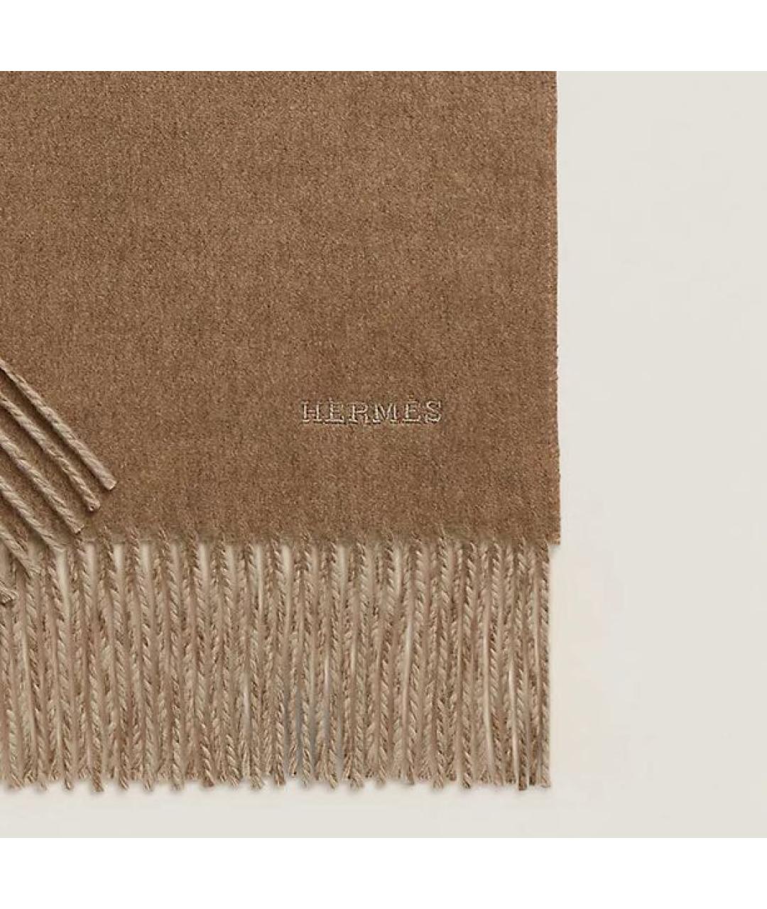 HERMES Бежевый кашемировый шарф, фото 2