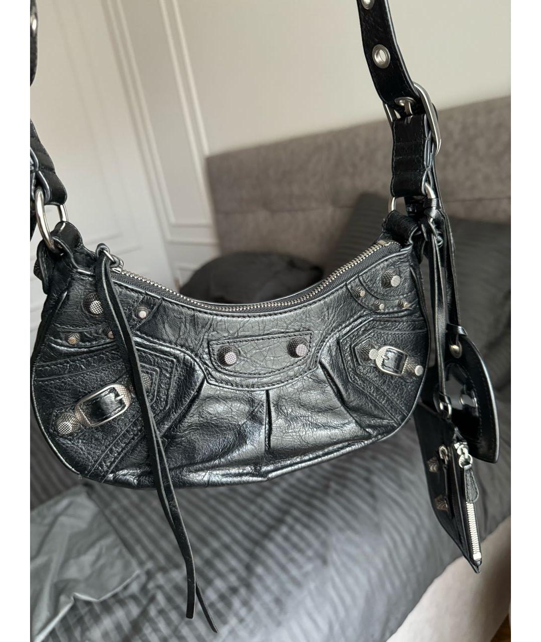 BALENCIAGA Черная кожаная сумка через плечо, фото 2