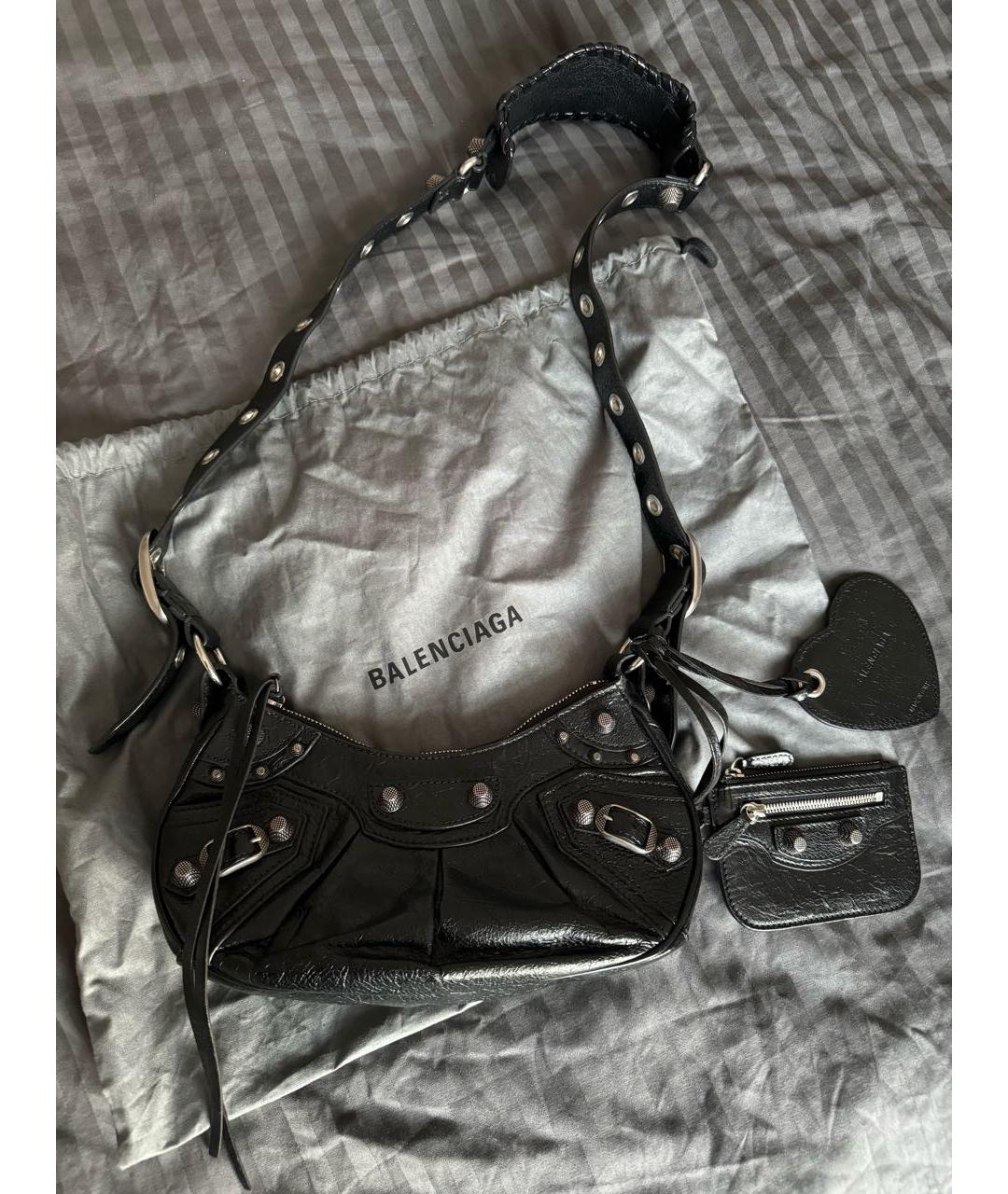 BALENCIAGA Черная кожаная сумка через плечо, фото 5