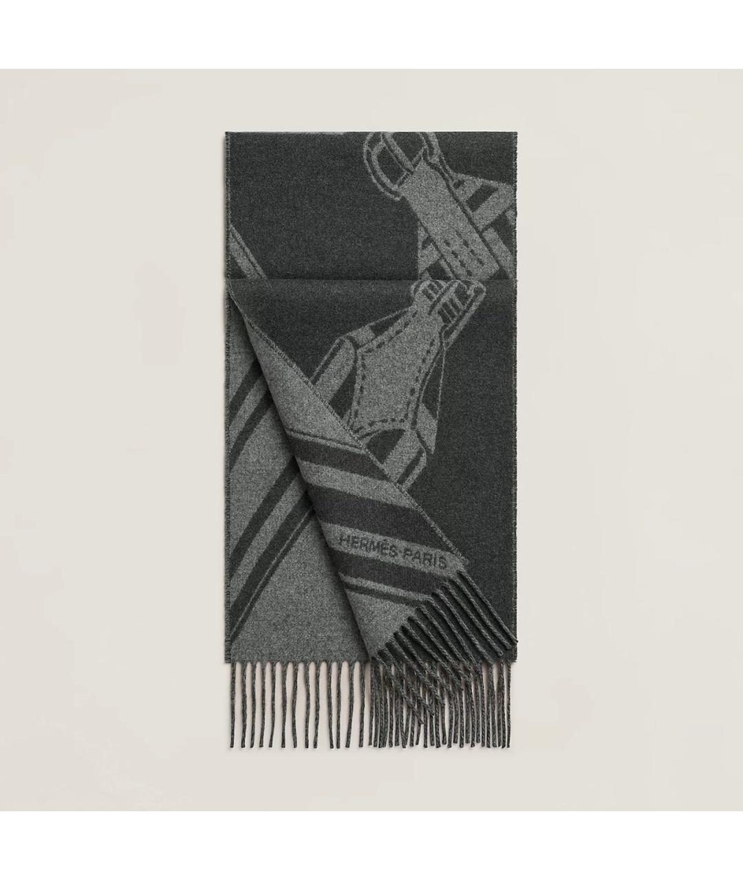 HERMES Антрацитовый кашемировый шарф, фото 4