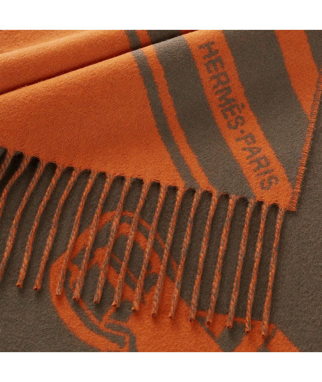 HERMES Оранжевый кашемировый шарф, фото 2