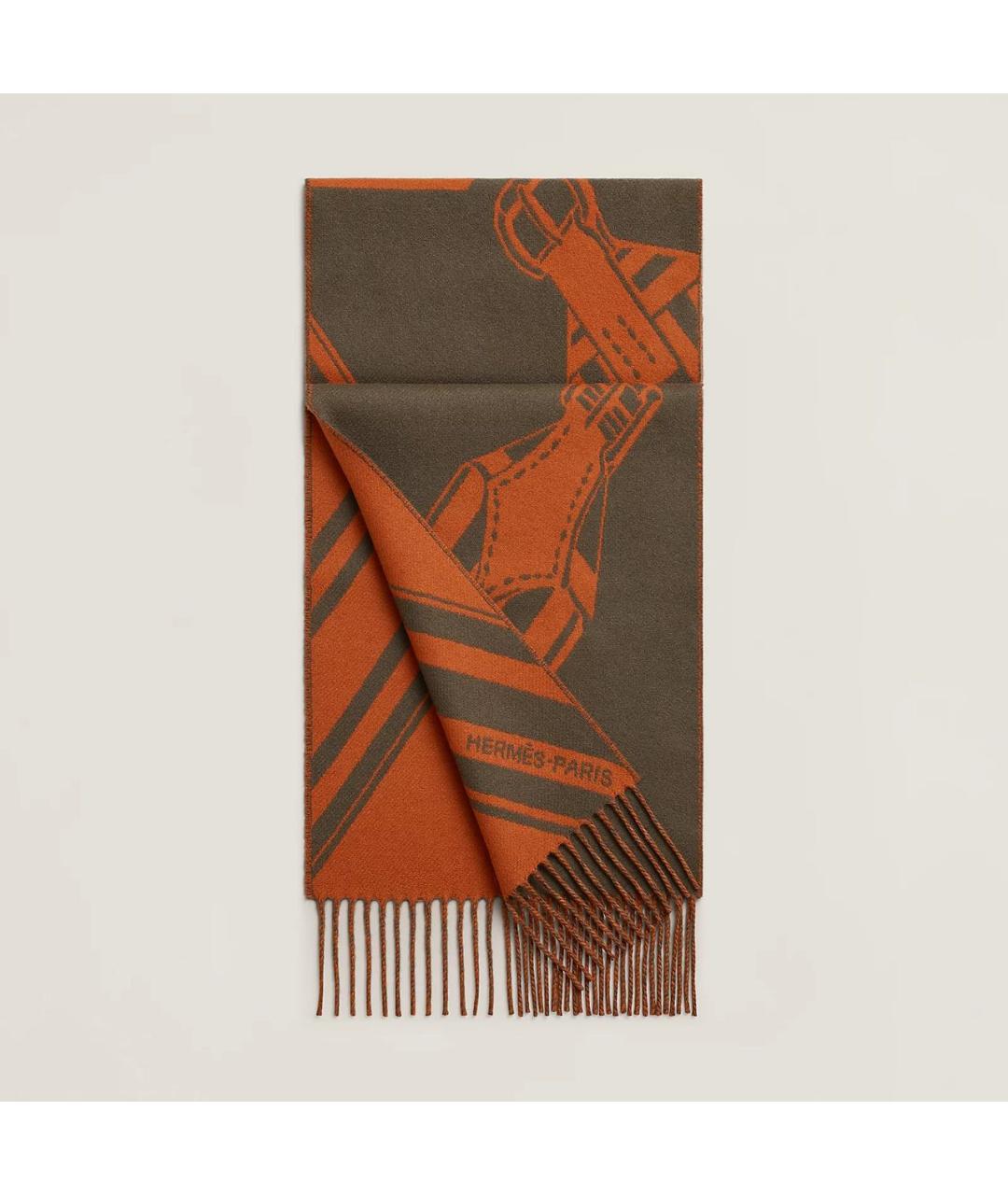 HERMES Оранжевый кашемировый шарф, фото 4