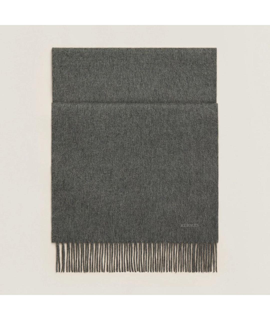 HERMES Серый кашемировый шарф, фото 3