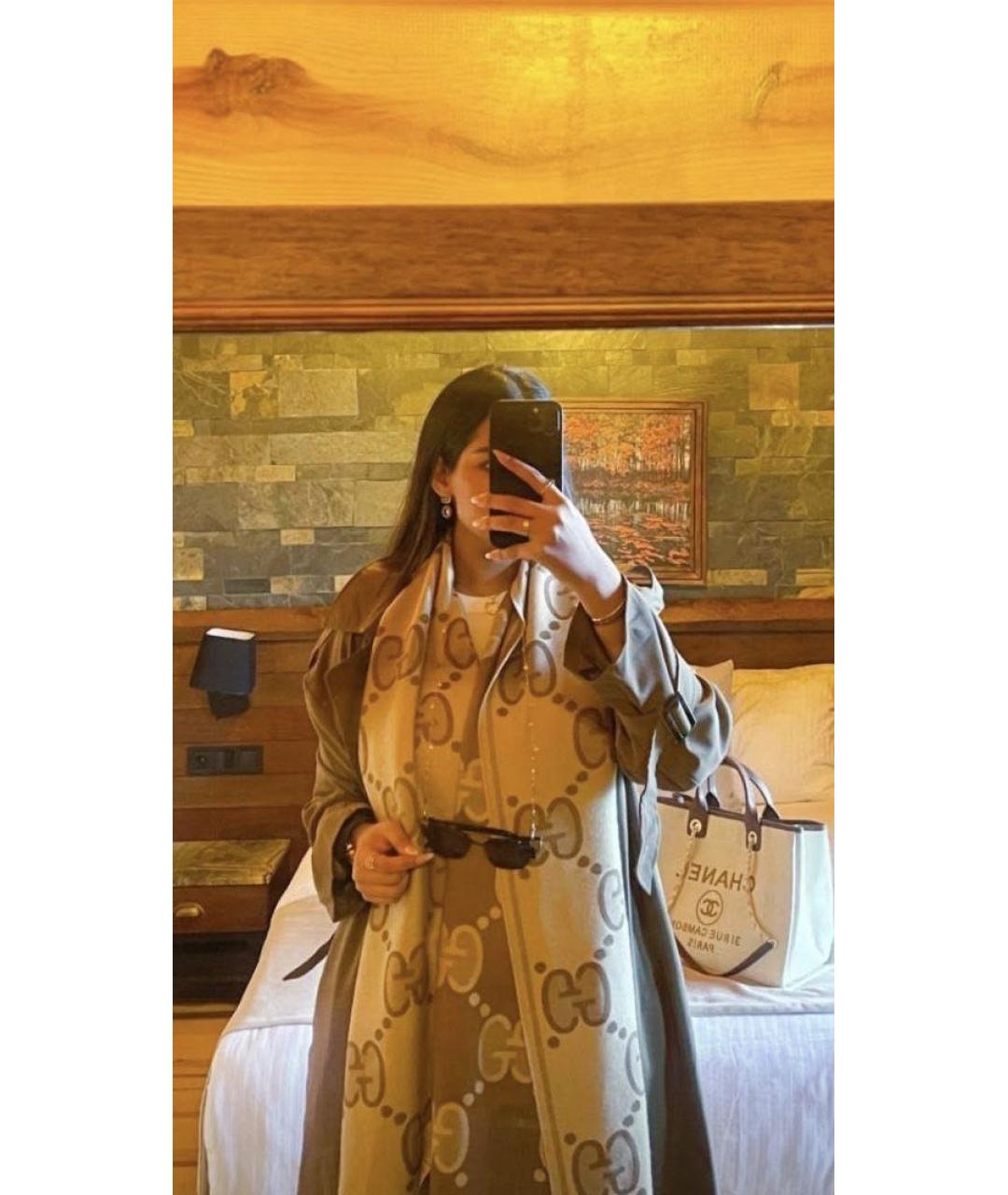 GUCCI Коричневый шерстяной шарф, фото 3