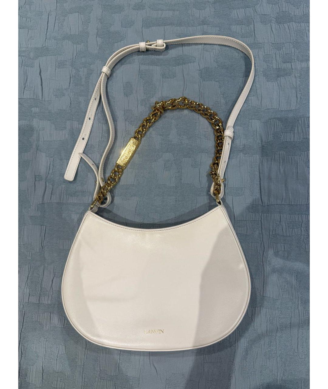 LANVIN Белая кожаная сумка через плечо, фото 8