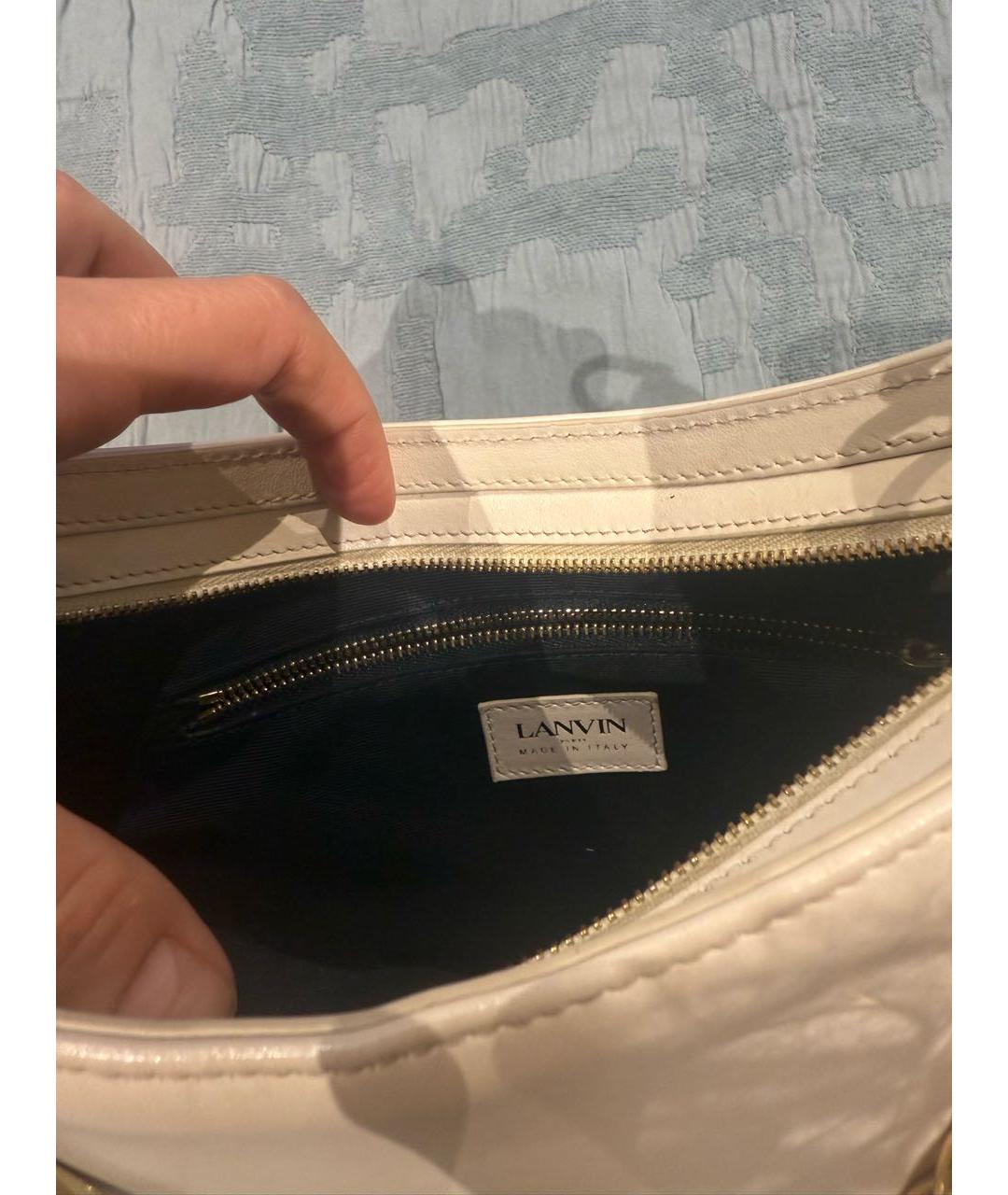 LANVIN Белая кожаная сумка через плечо, фото 4