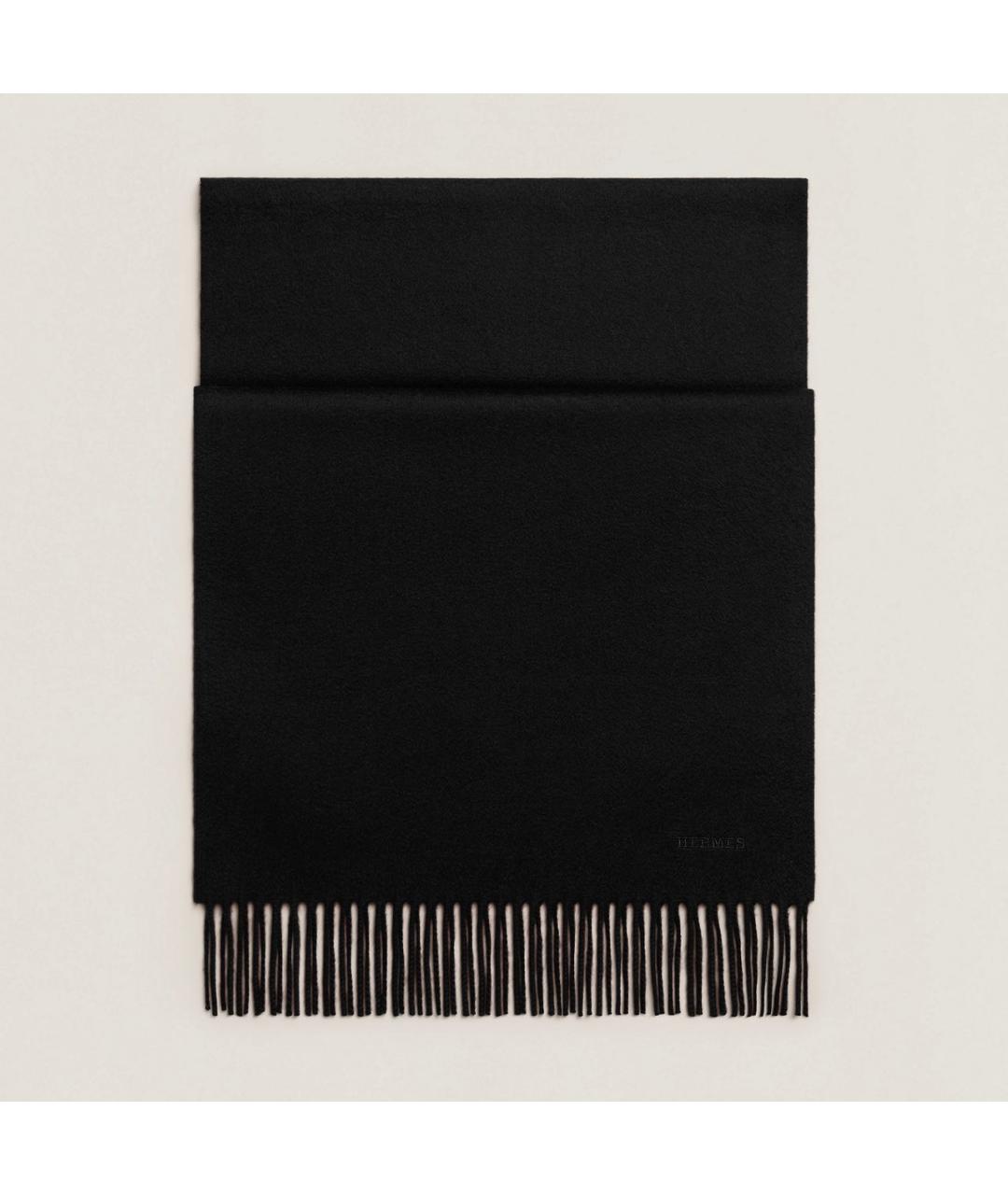 HERMES Черный кашемировый шарф, фото 3