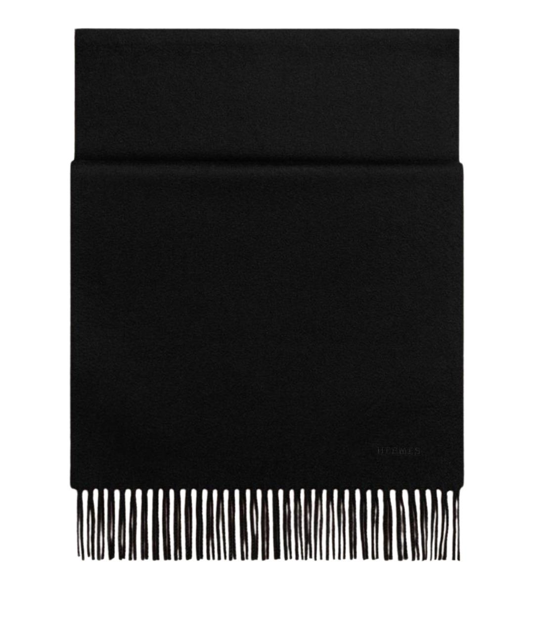 HERMES Черный кашемировый шарф, фото 1