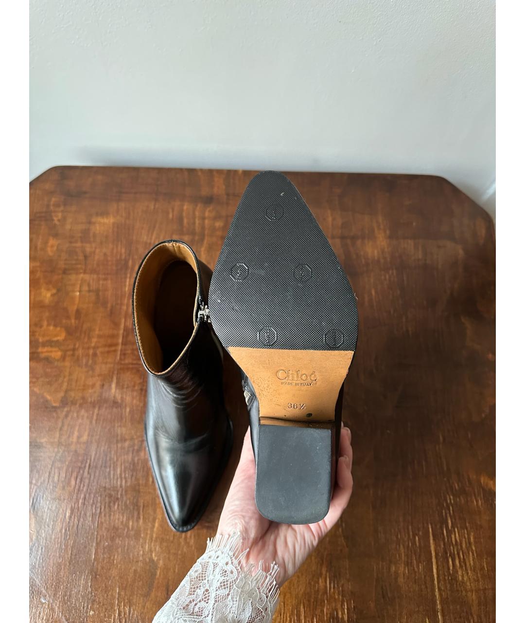 CHLOE Черные кожаные ботильоны, фото 3