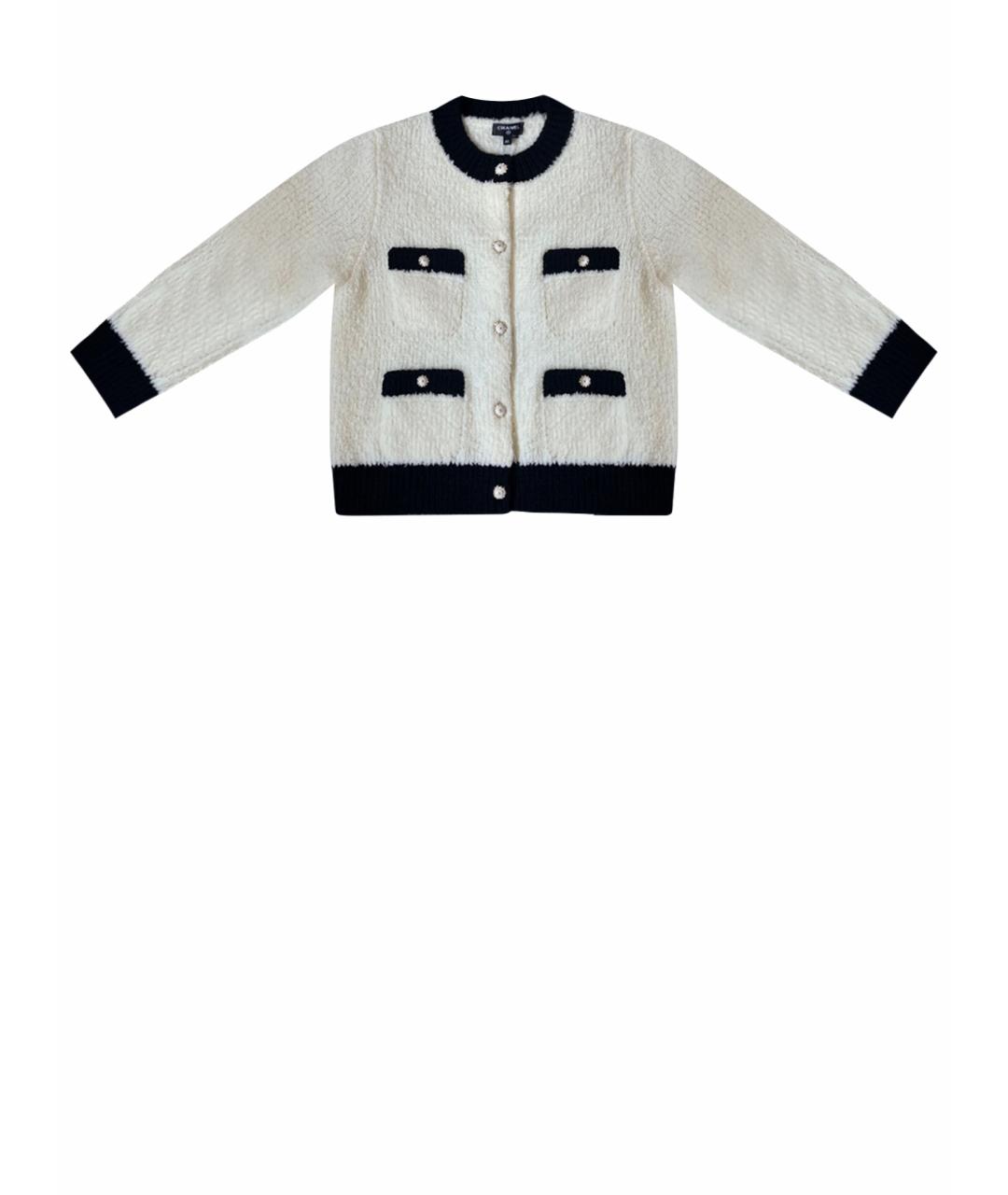 CHANEL Белый шерстяной кардиган, фото 1
