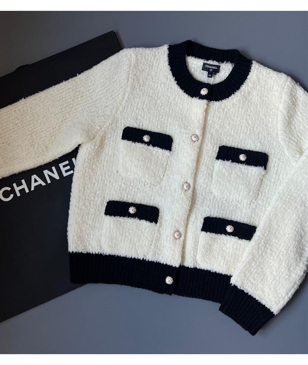 CHANEL Белый шерстяной кардиган, фото 3