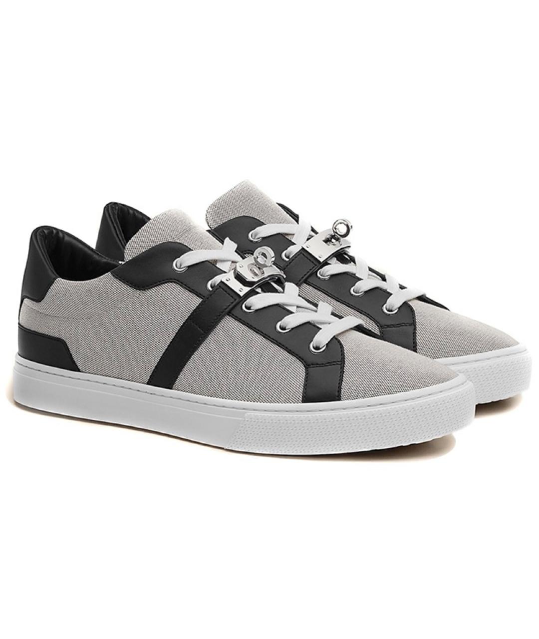 HERMES Серые кожаные кеды, фото 2