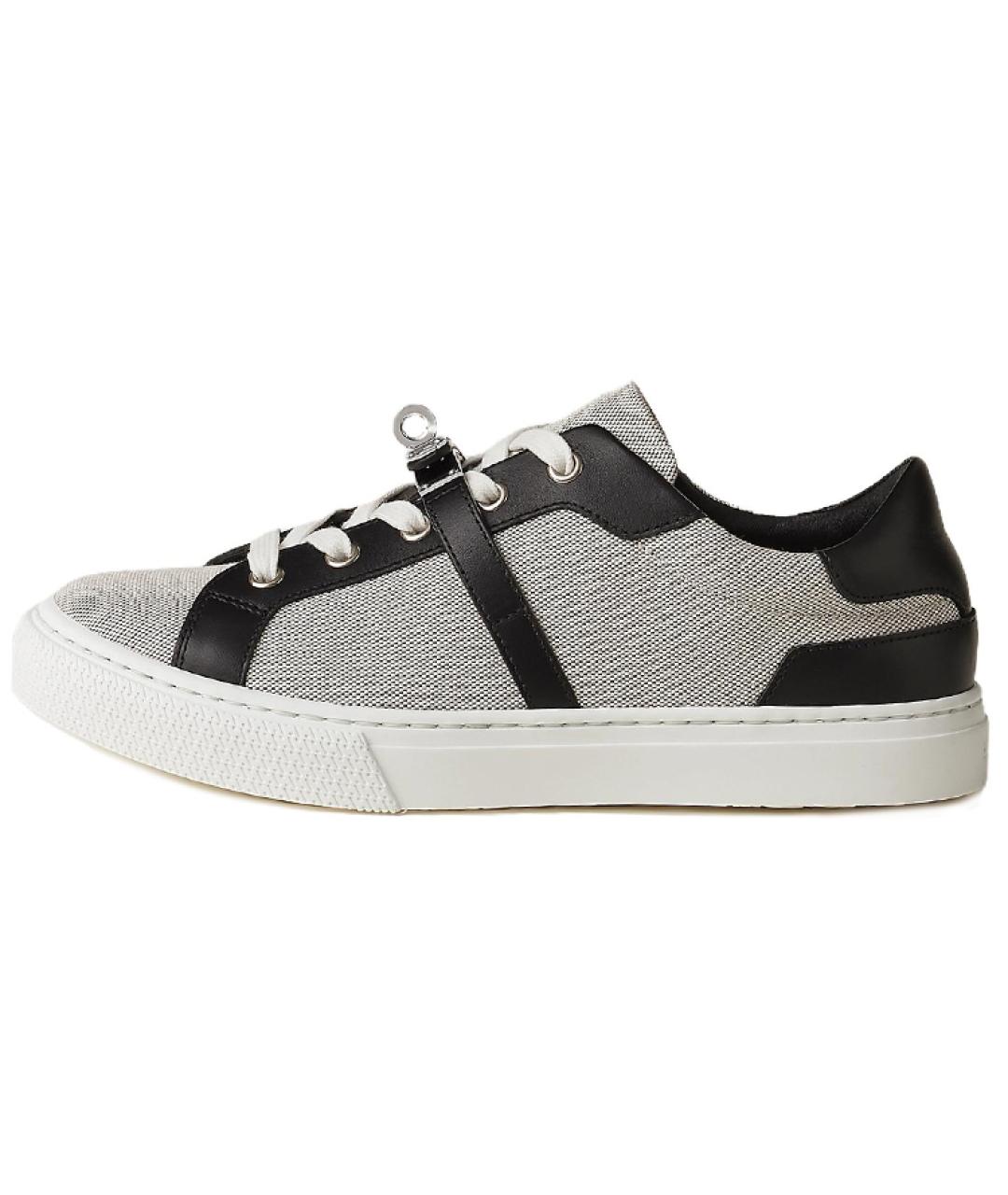 HERMES Серые кожаные кеды, фото 3