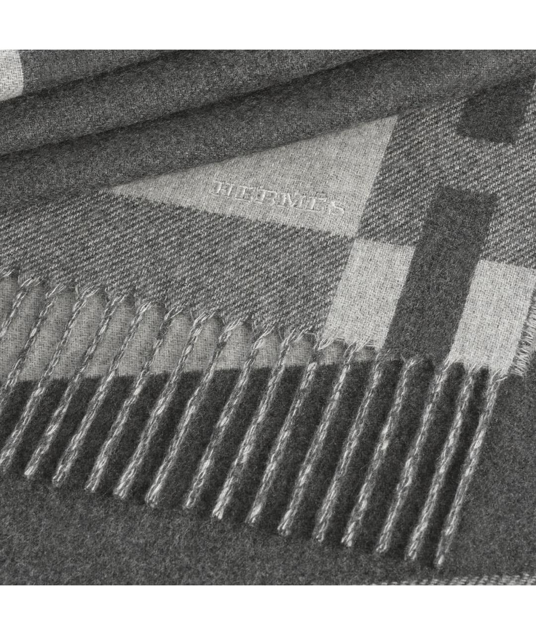HERMES Серый кашемировый шарф, фото 3