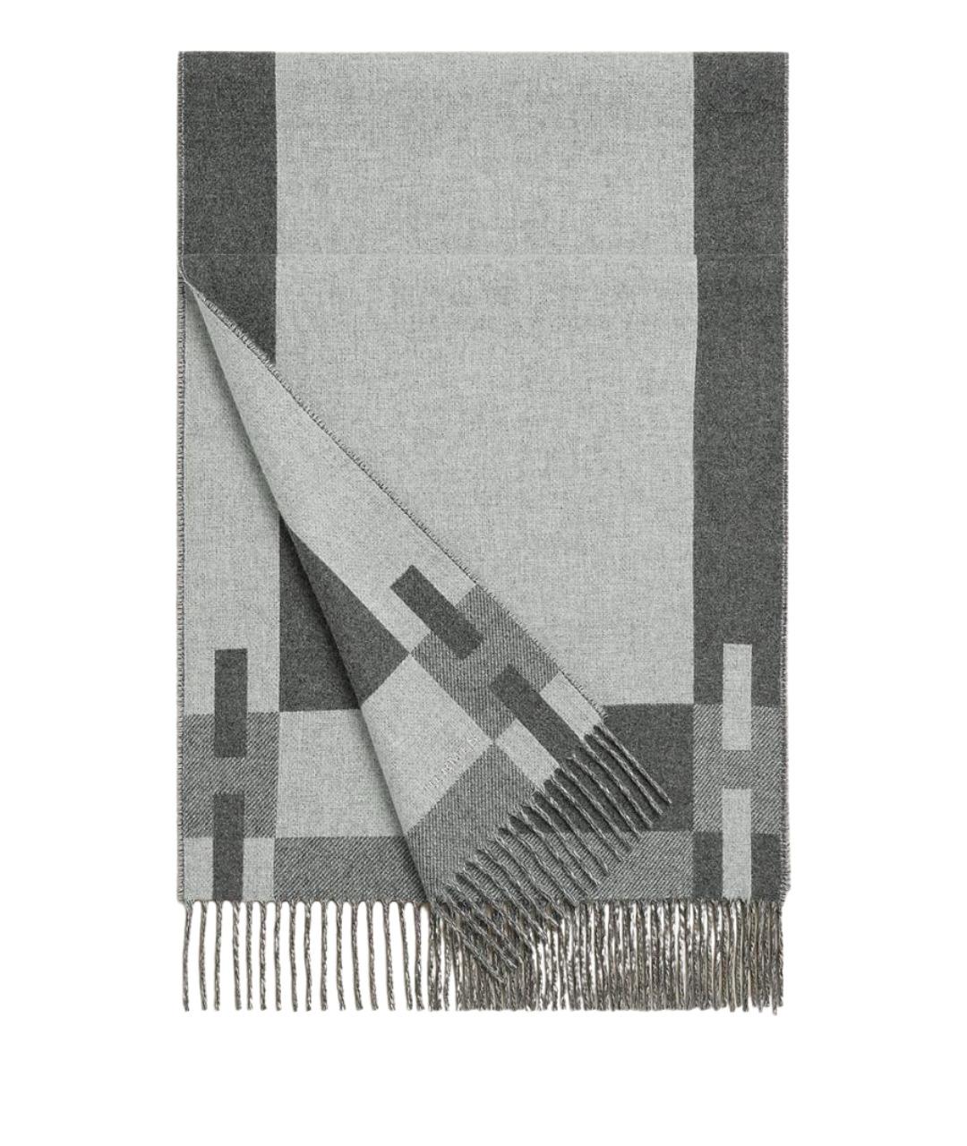 HERMES Серый кашемировый шарф, фото 1
