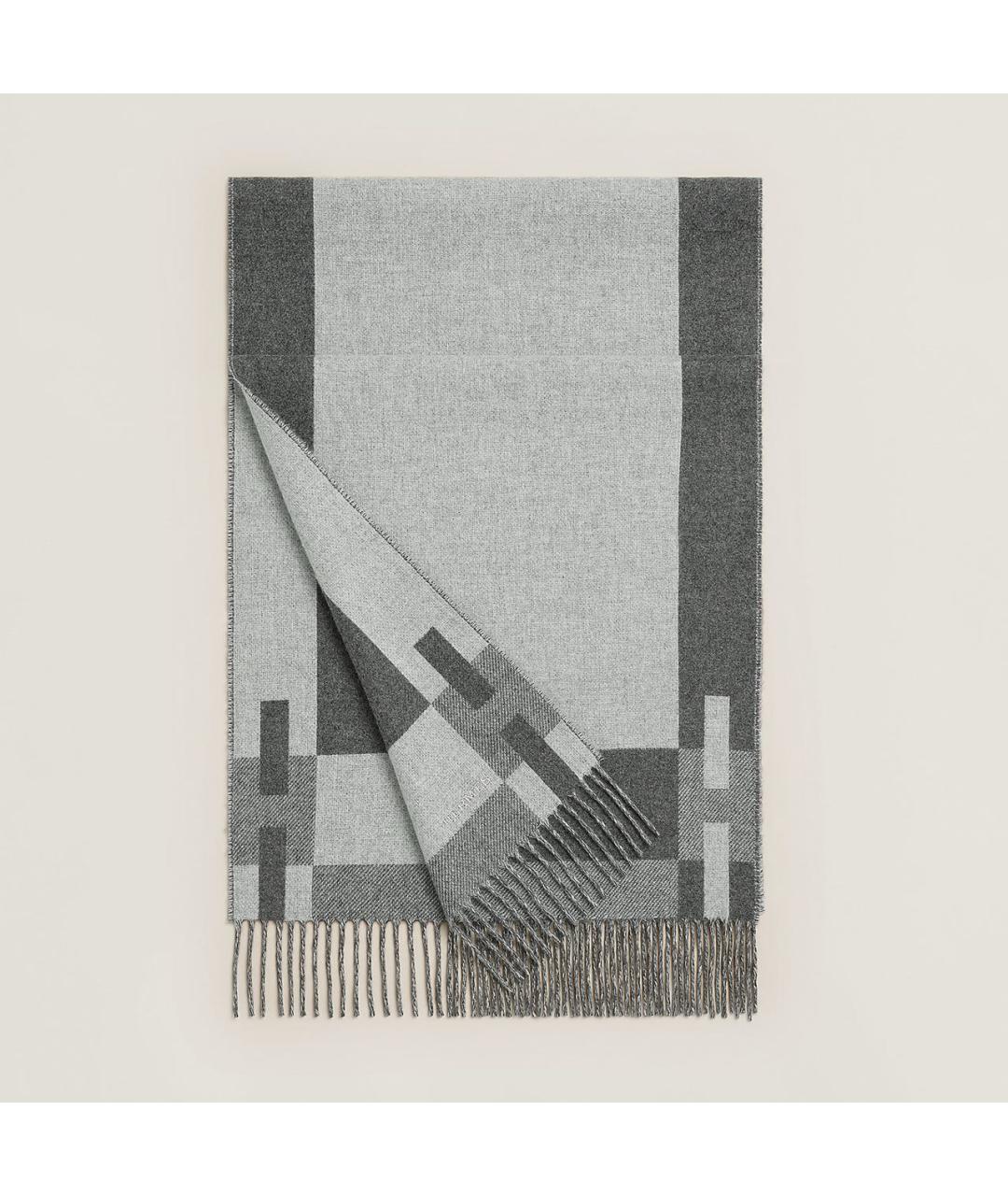 HERMES Серый кашемировый шарф, фото 4