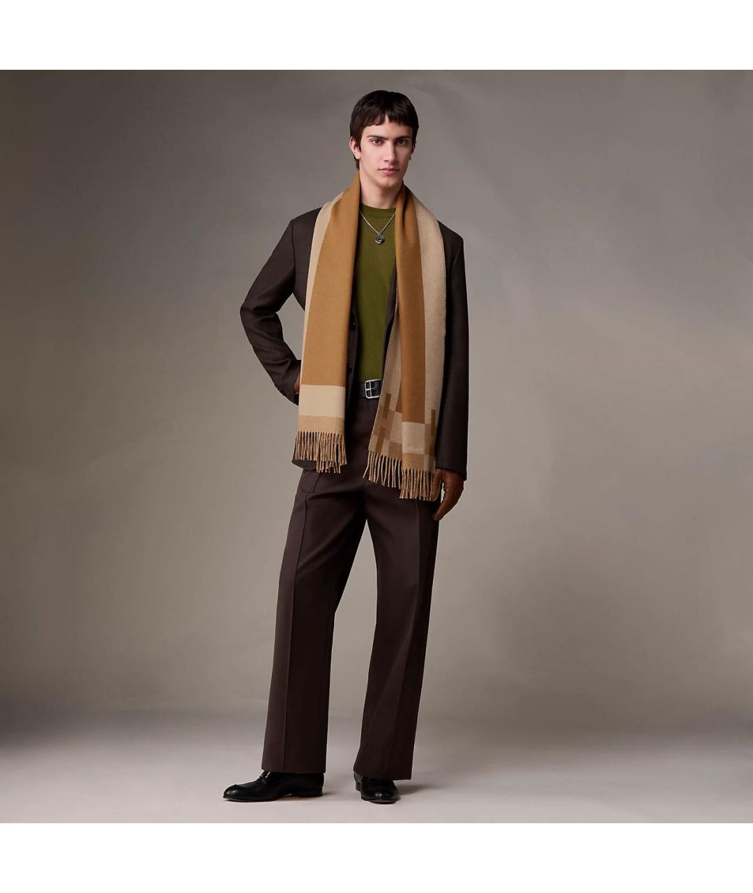 HERMES Бежевый кашемировый шарф, фото 2