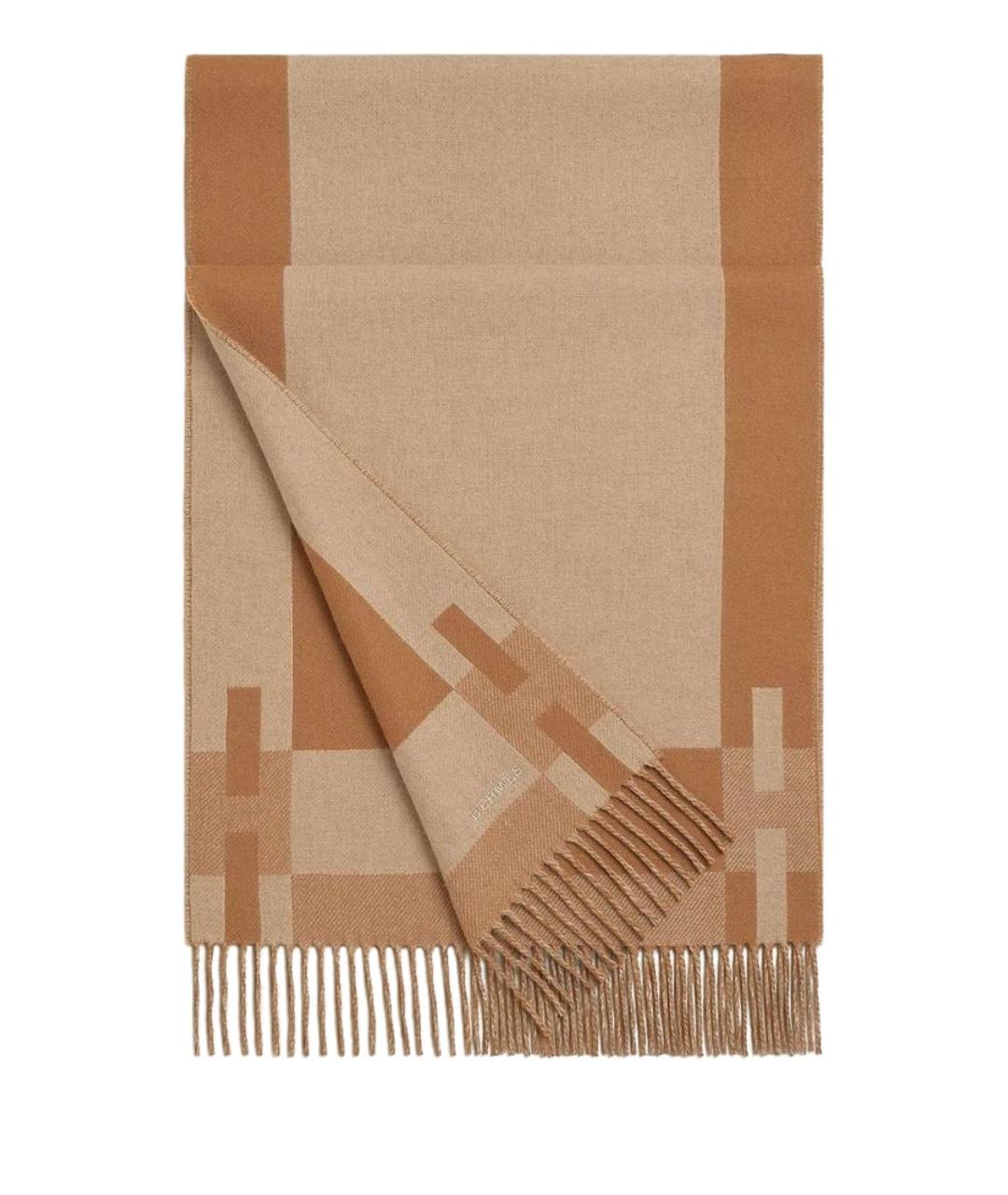 HERMES Бежевый кашемировый шарф, фото 1