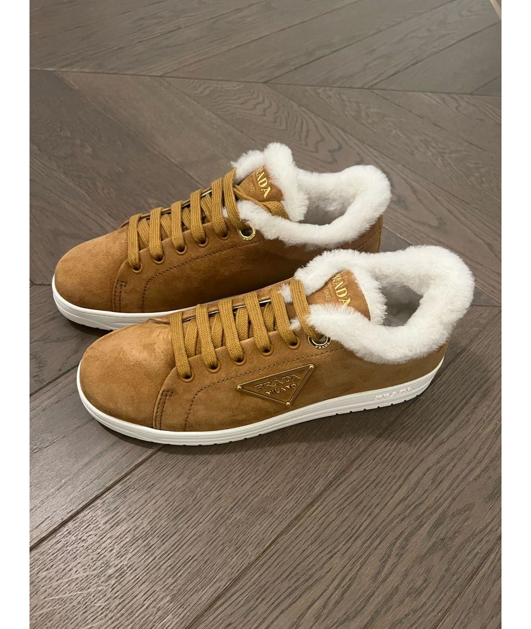 PRADA Коричневые замшевые кроссовки, фото 6