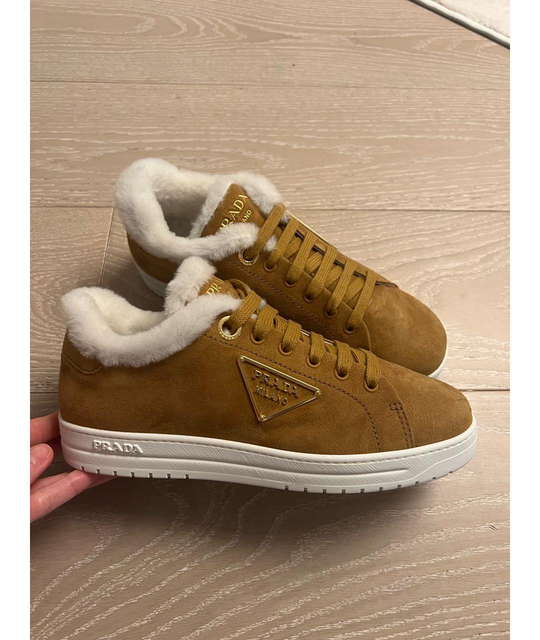 PRADA Коричневые замшевые кроссовки, фото 8