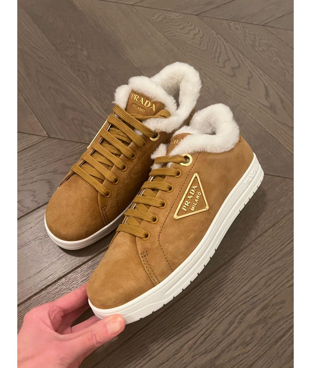 PRADA Коричневые замшевые кроссовки, фото 4