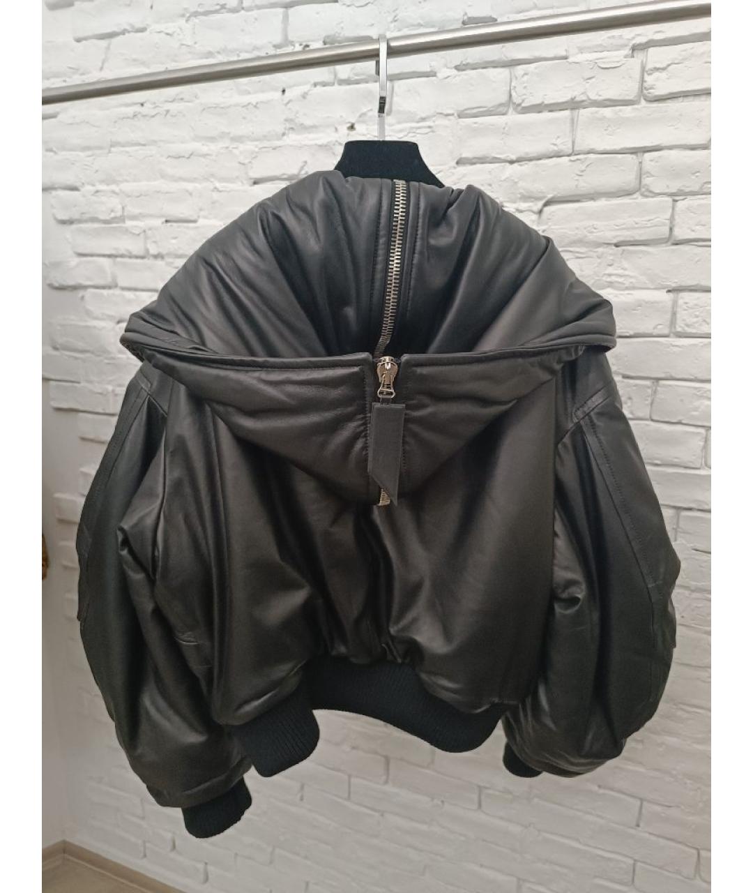 THE ATTICO Черная кожаная куртка, фото 2