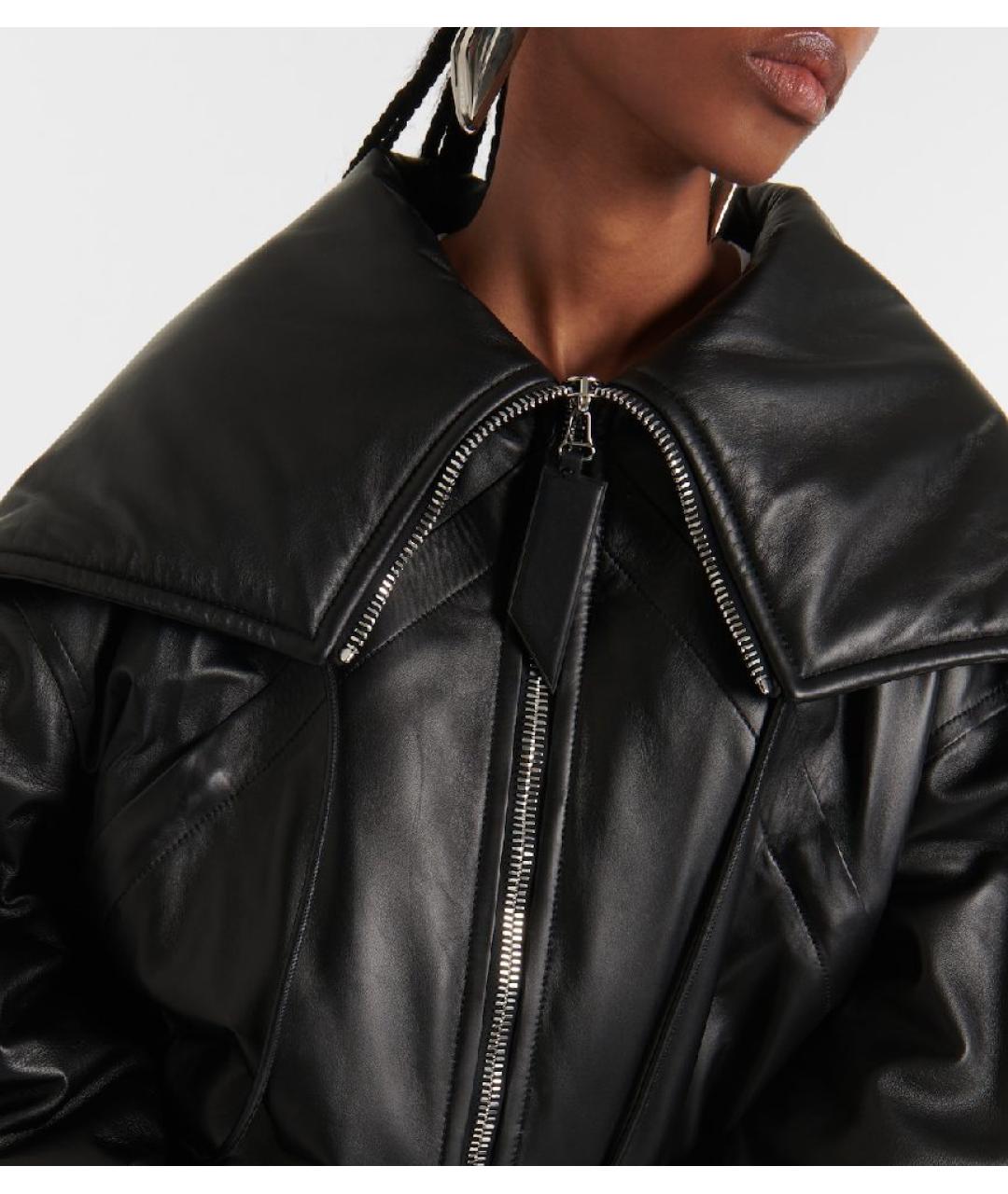 THE ATTICO Черная кожаная куртка, фото 8