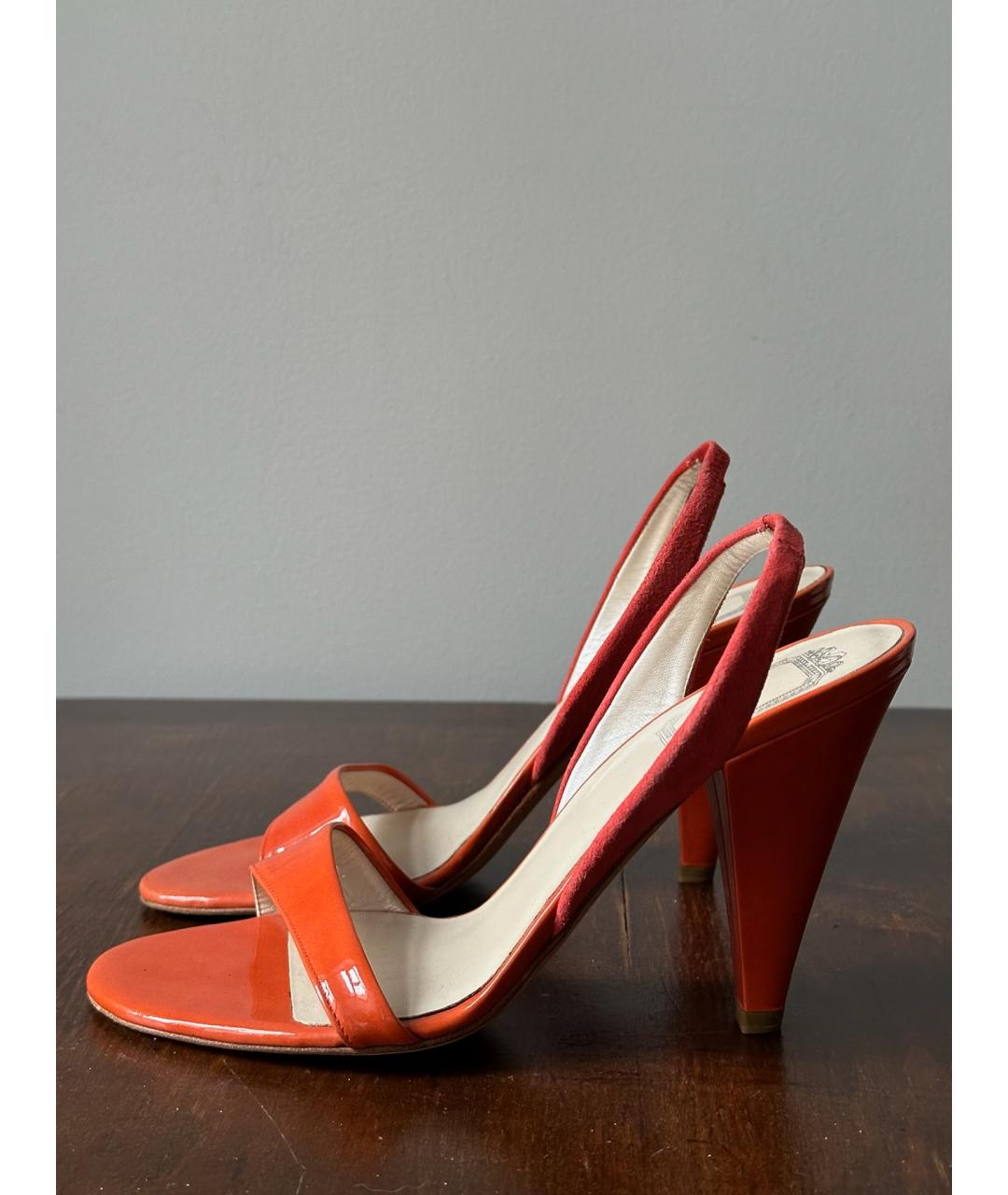 CHRISTIAN DIOR Оранжевое кожаные туфли, фото 6