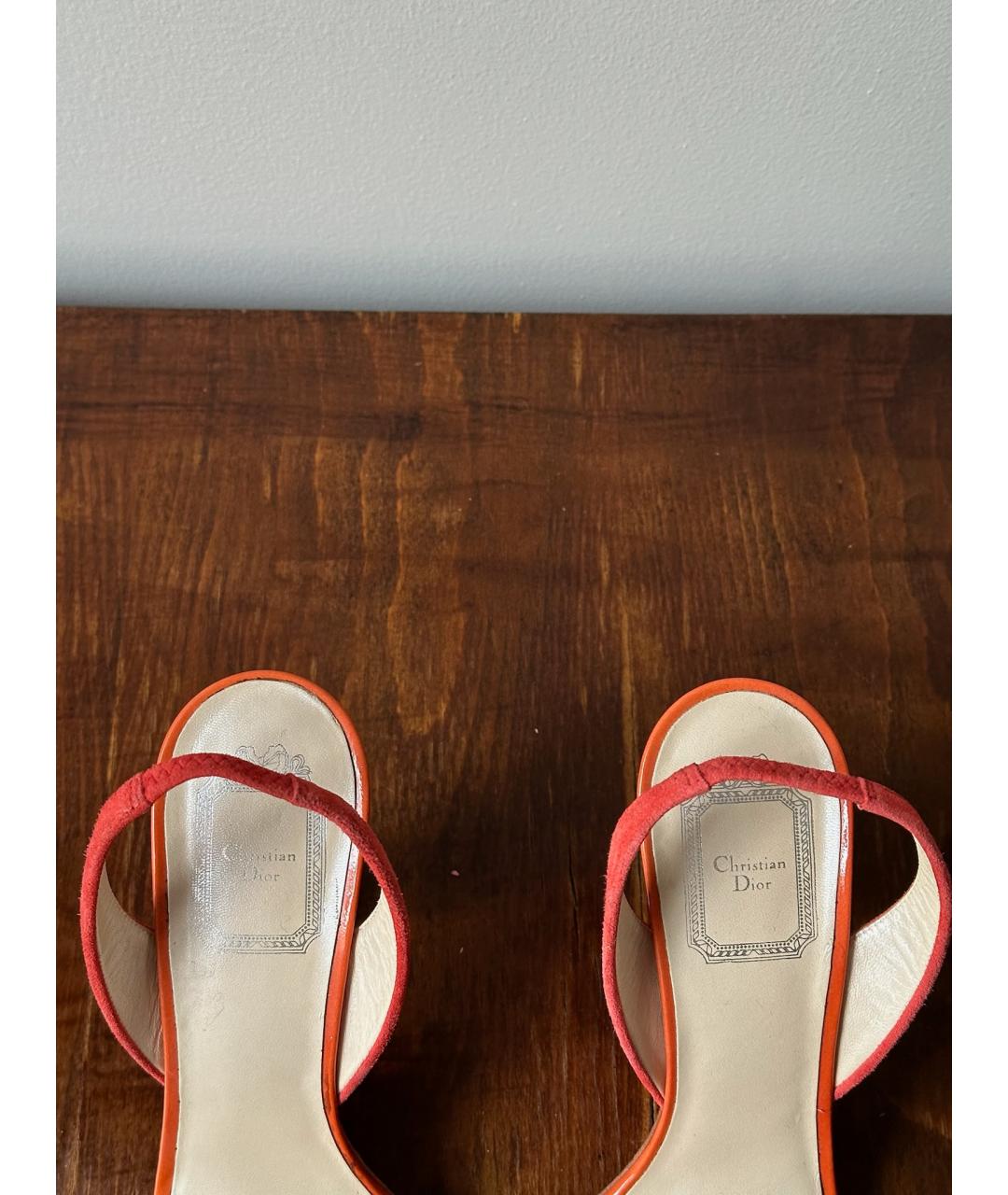 CHRISTIAN DIOR Оранжевое кожаные туфли, фото 3