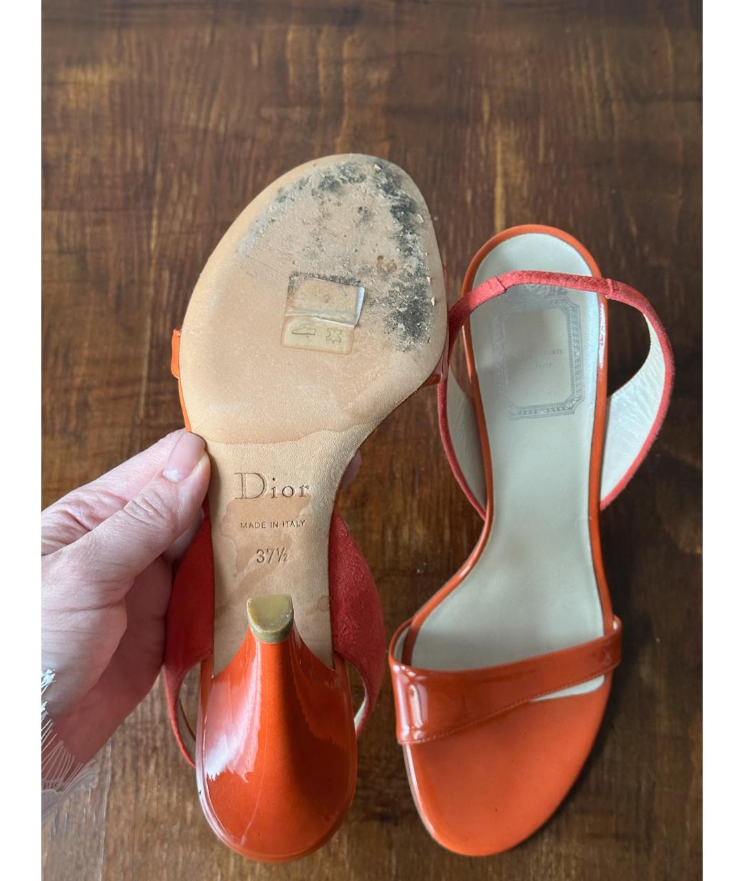 CHRISTIAN DIOR Оранжевое кожаные туфли, фото 5