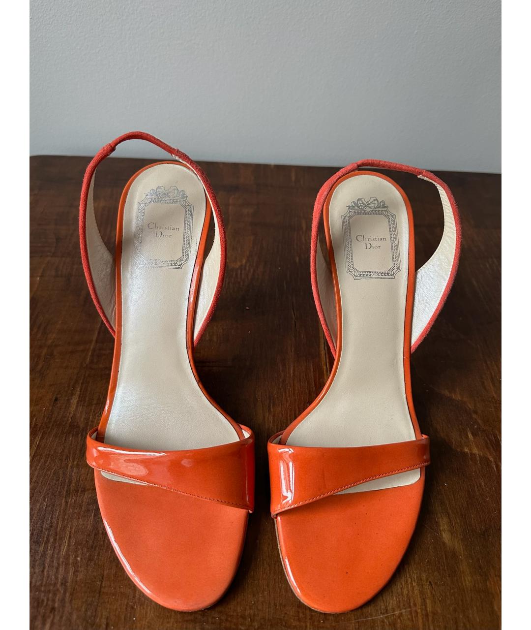 CHRISTIAN DIOR Оранжевое кожаные туфли, фото 2