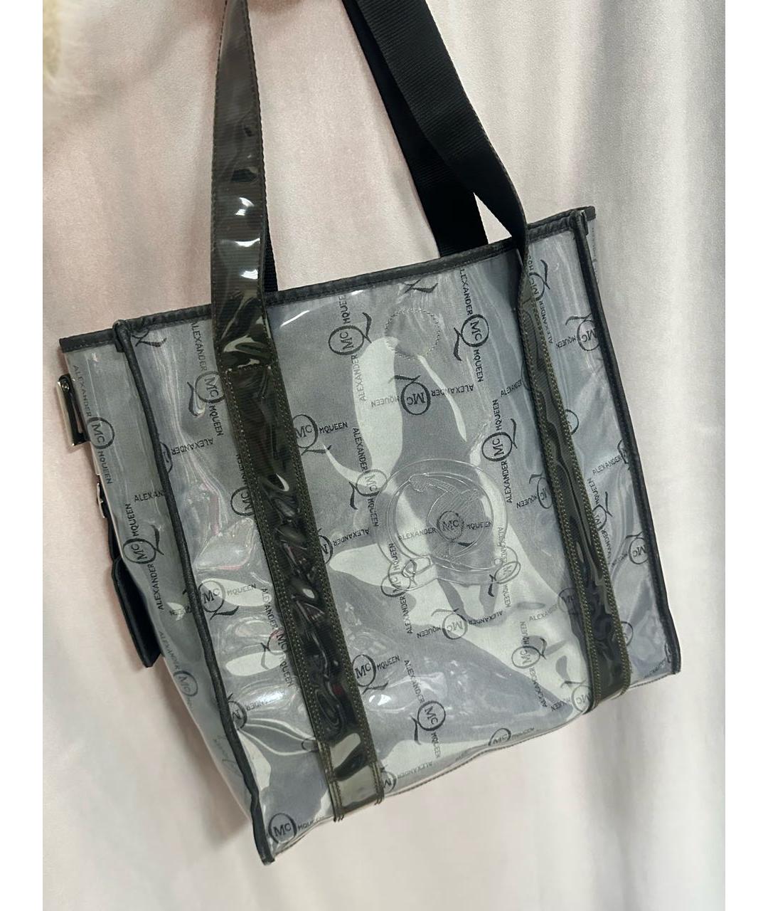 ALEXANDER MCQUEEN Антрацитовая пляжная сумка, фото 2