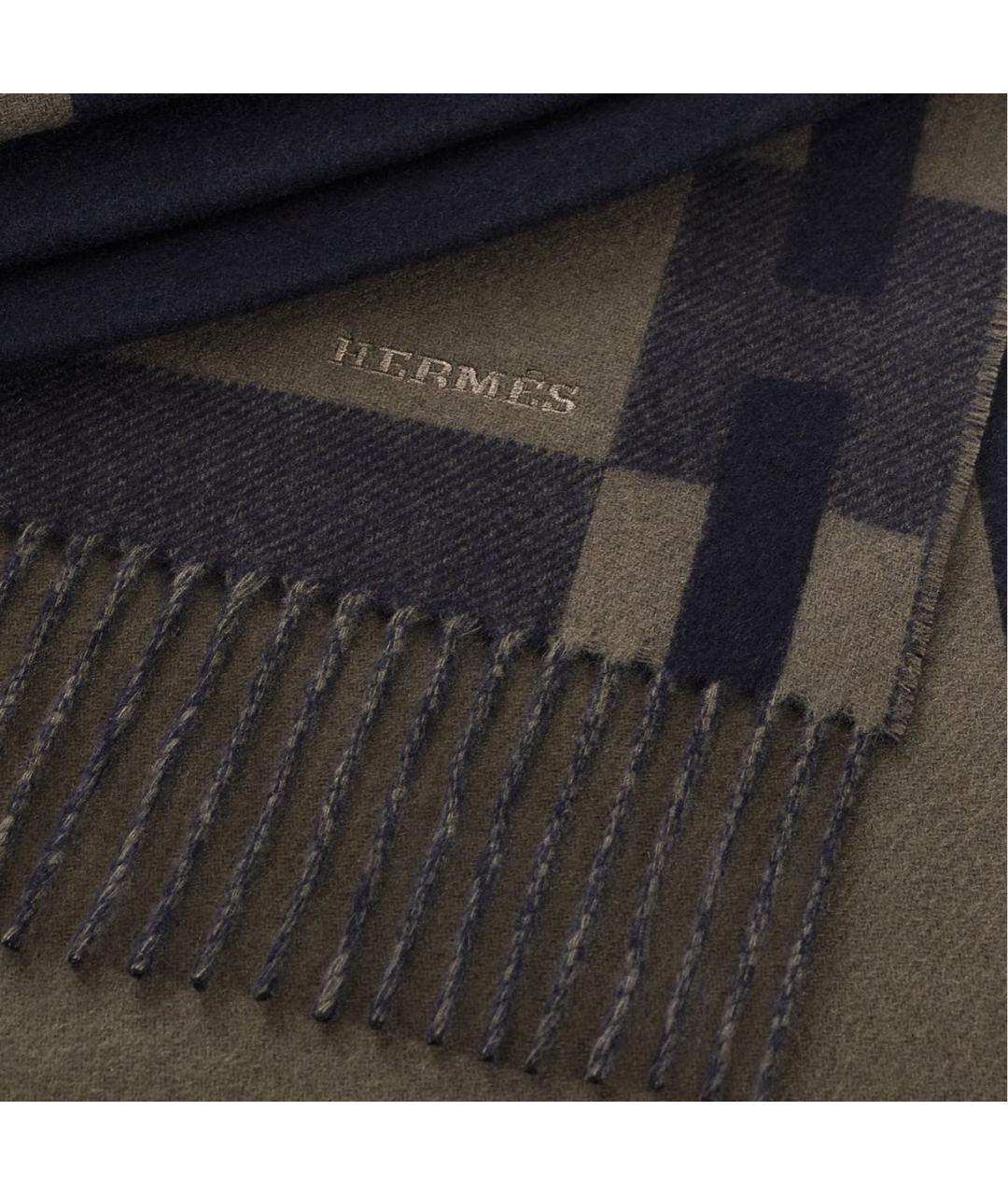 HERMES Коричневый кашемировый шарф, фото 2
