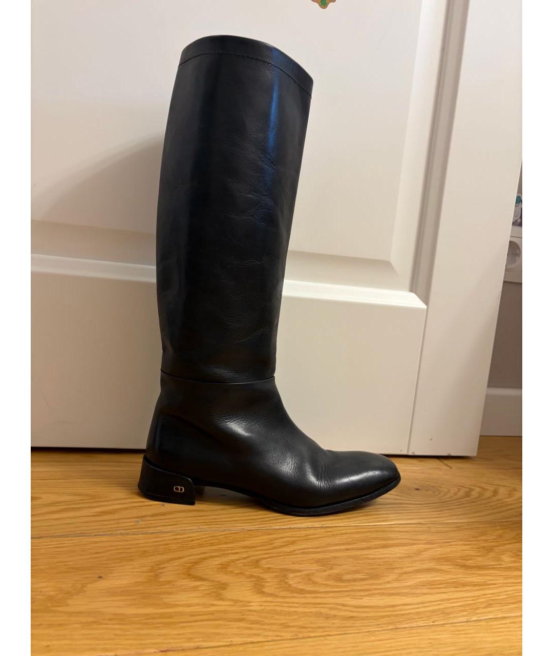 CHRISTIAN DIOR Черные кожаные сапоги, фото 5