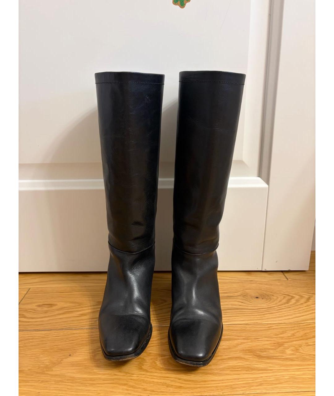 CHRISTIAN DIOR Черные кожаные сапоги, фото 2