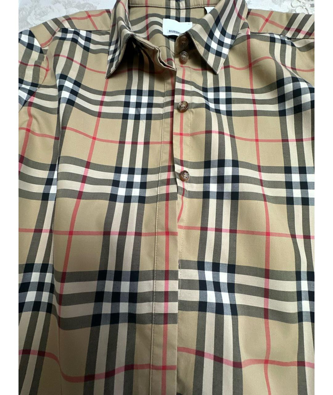 BURBERRY Бежевая хлопковая рубашка, фото 4