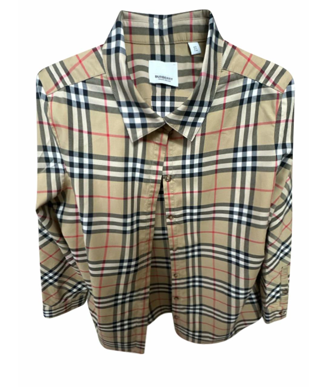 BURBERRY Бежевая хлопковая рубашка, фото 5