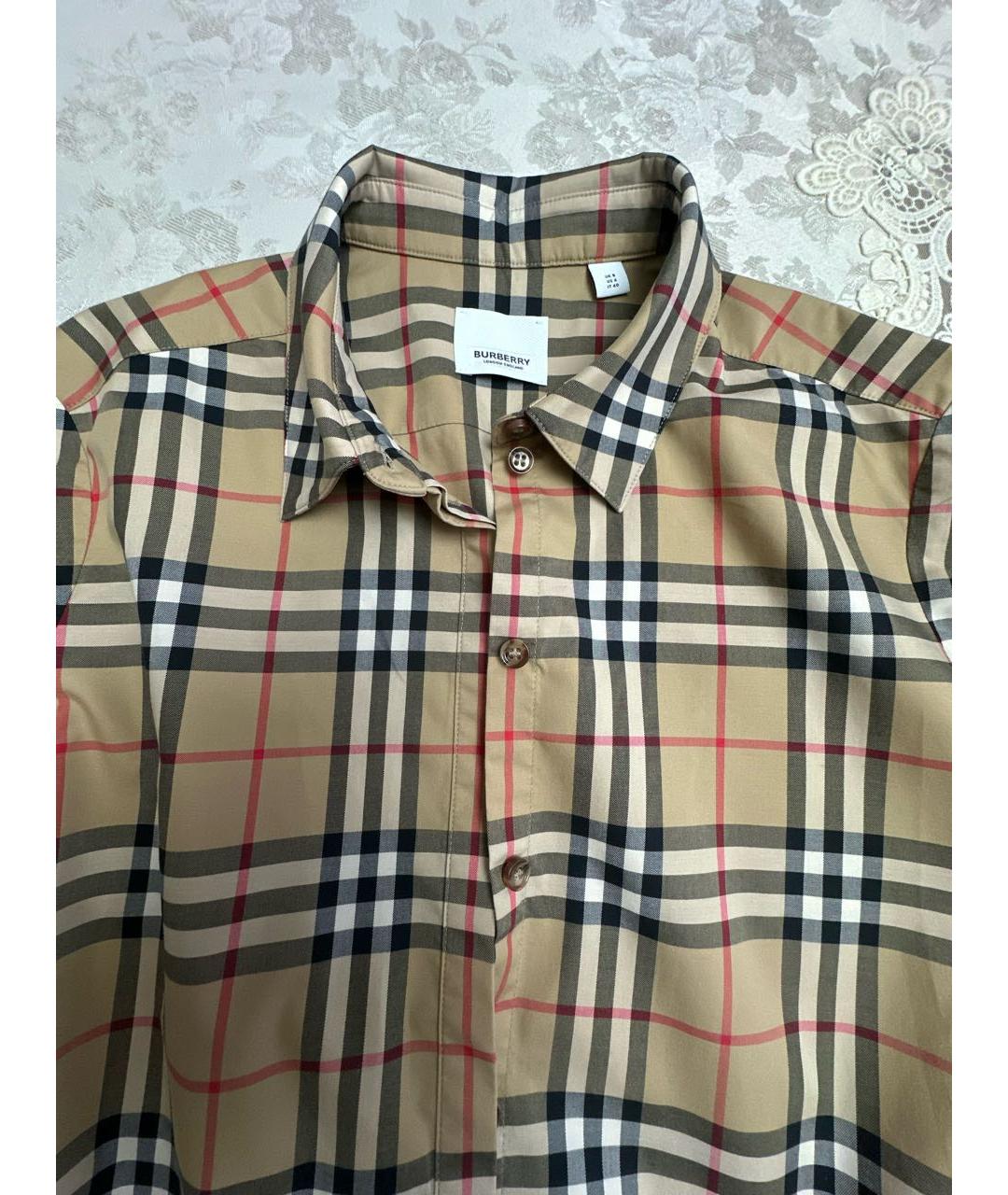 BURBERRY Бежевая хлопковая рубашка, фото 3