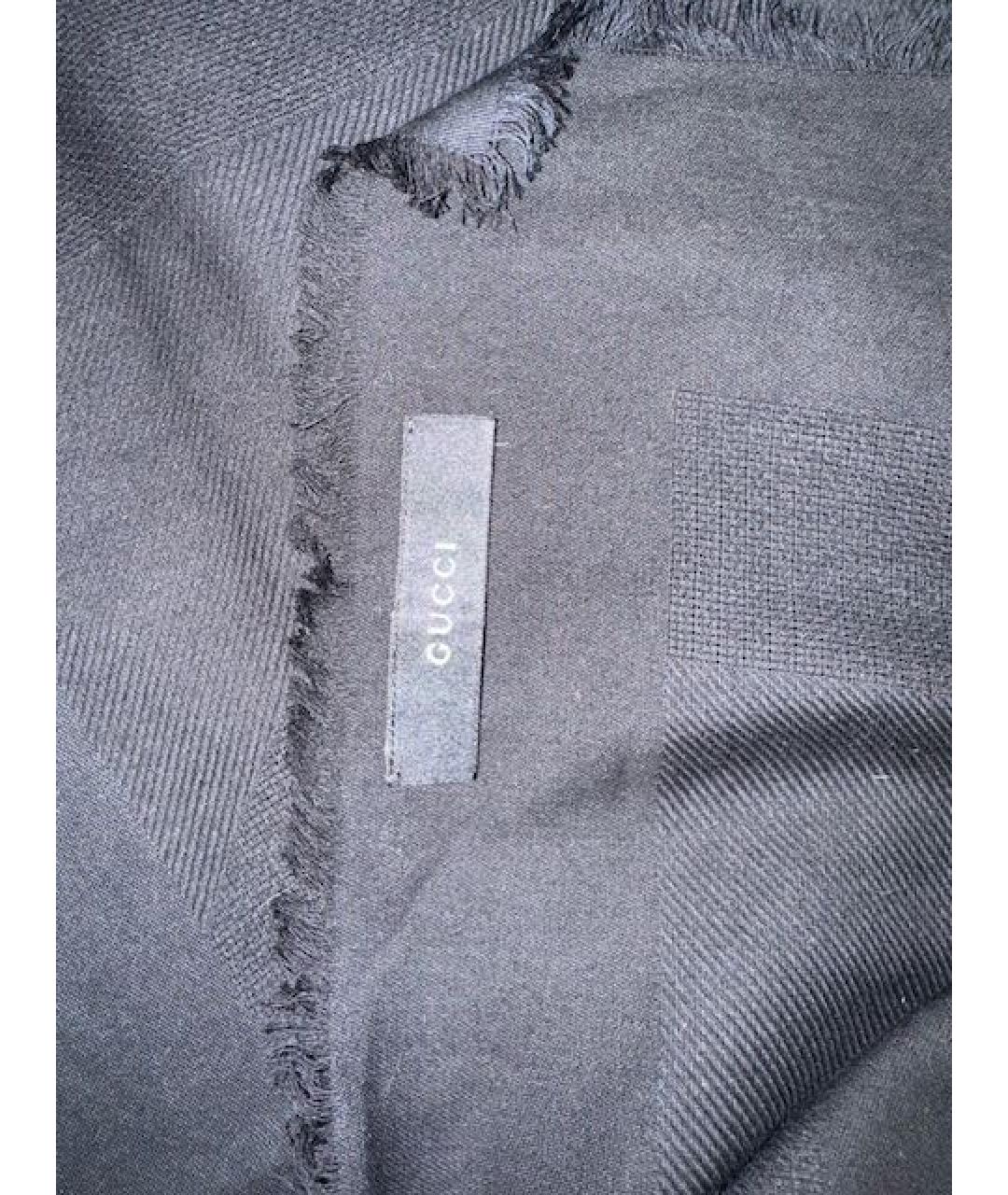 GUCCI Черный кашемировый шарф, фото 3