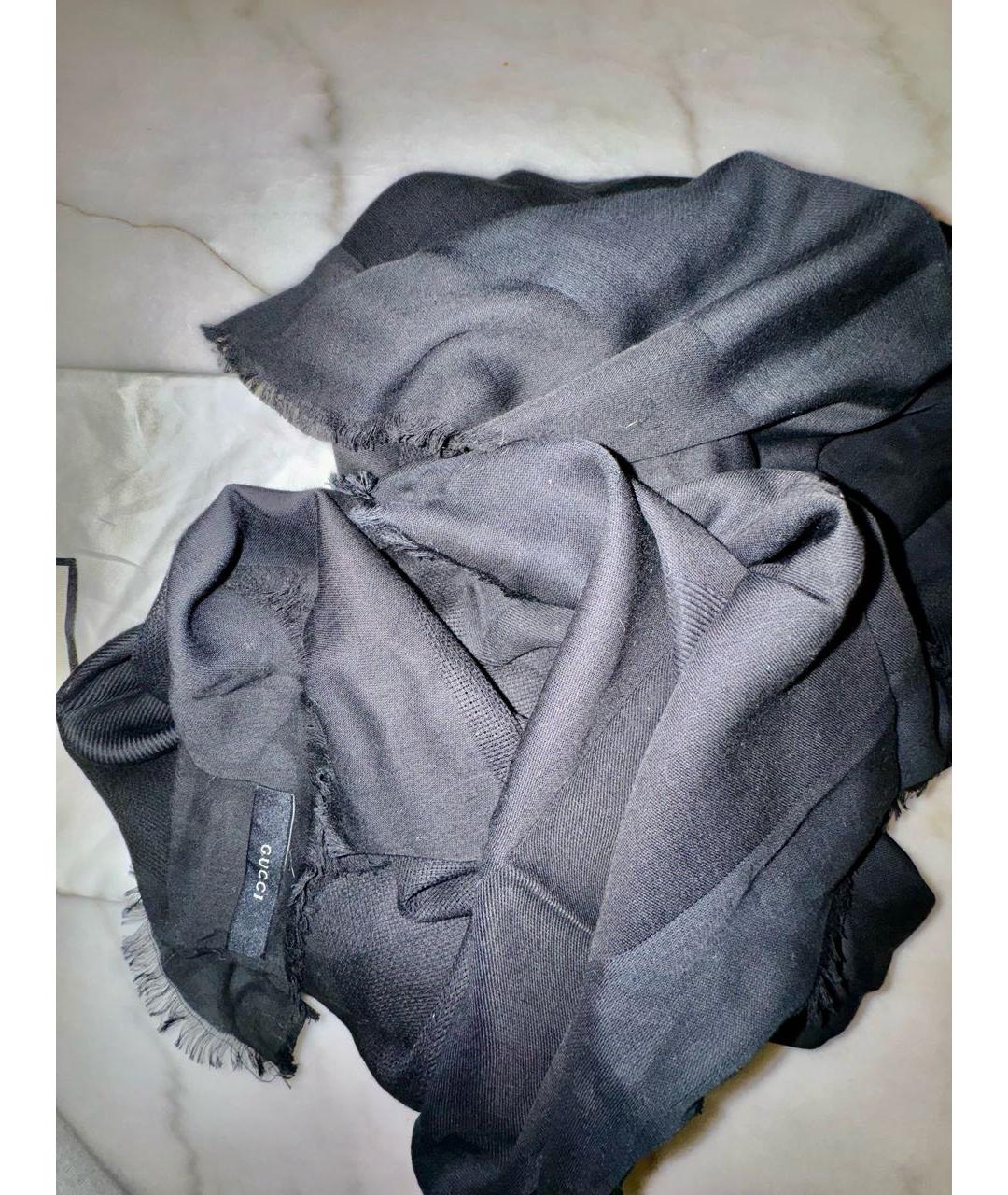 GUCCI Черный кашемировый шарф, фото 2