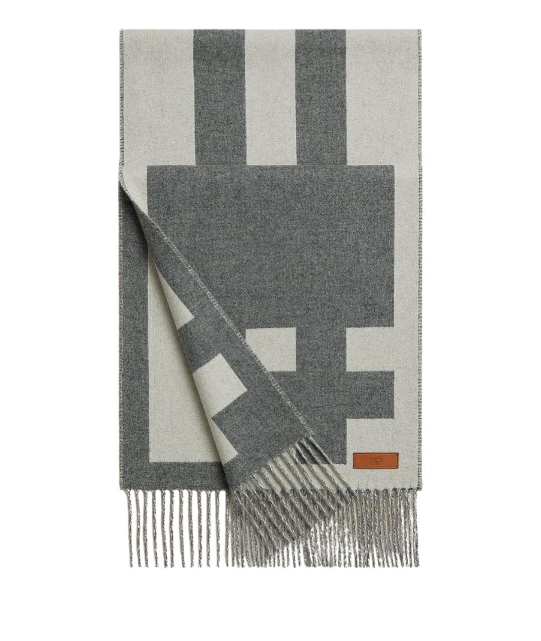 HERMES Серый кашемировый шарф, фото 1