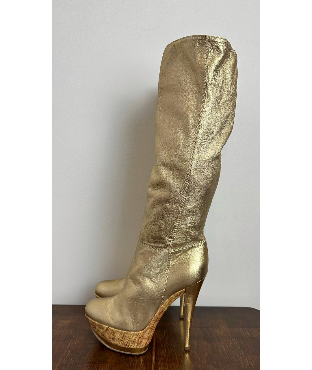 CASADEI Золотые кожаные сапоги, фото 6