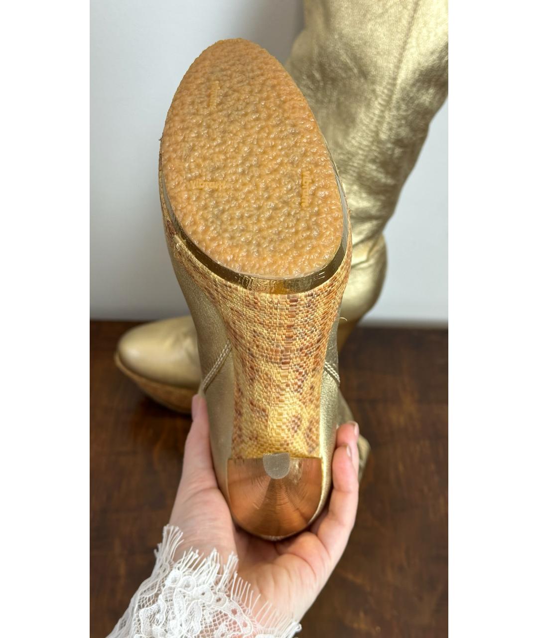 CASADEI Золотые кожаные сапоги, фото 5