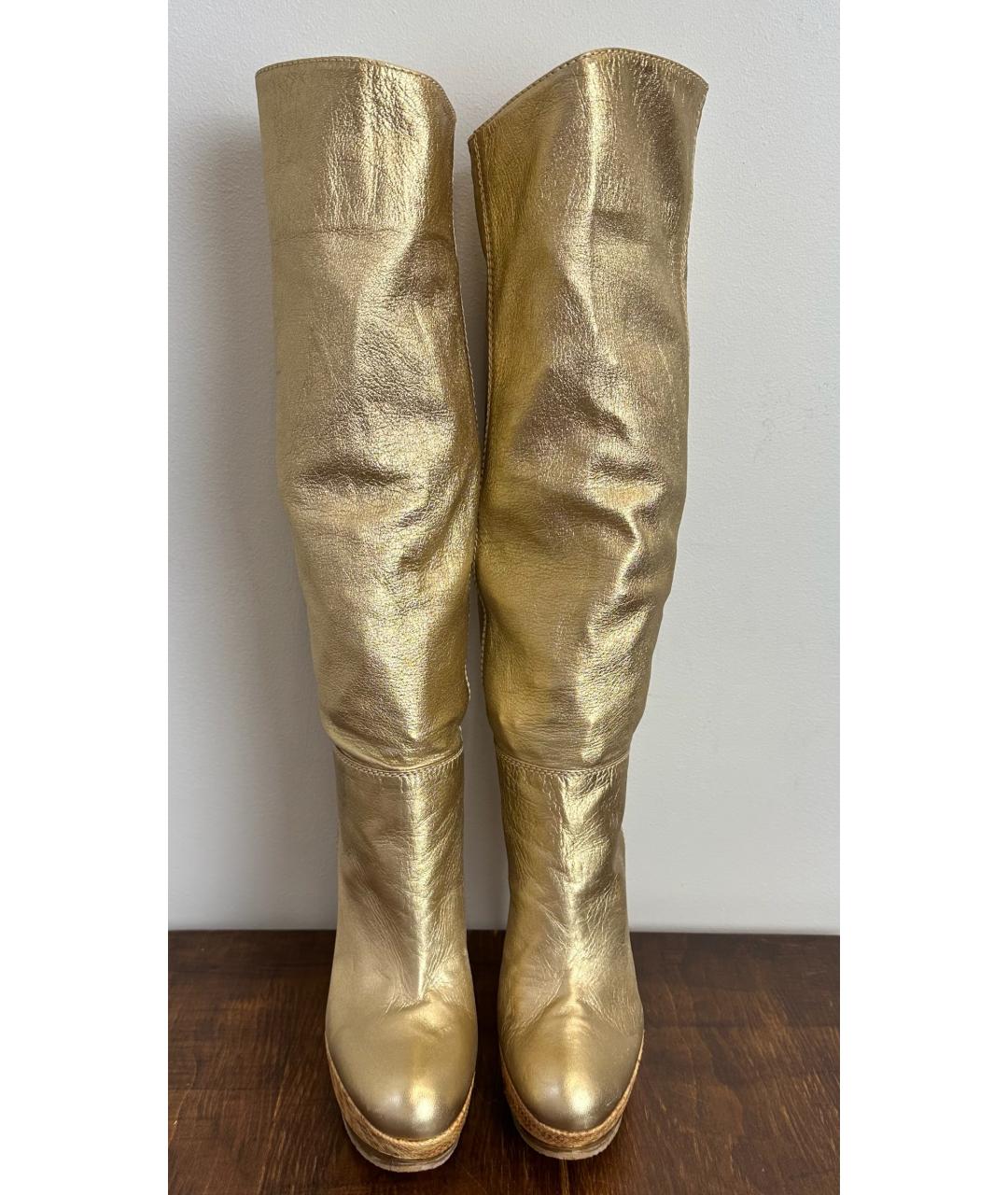 CASADEI Золотые кожаные сапоги, фото 2