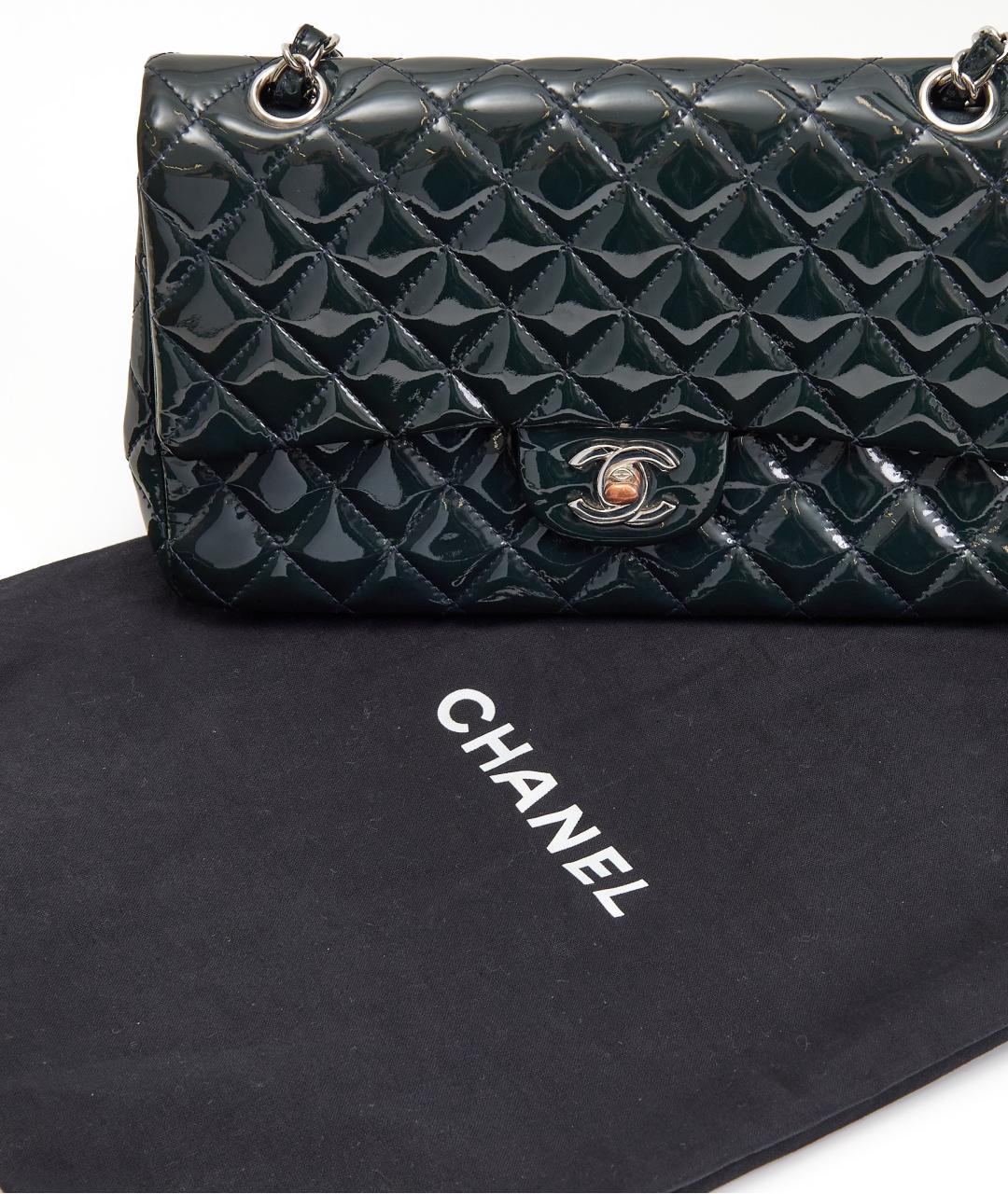 CHANEL Зеленая сумка через плечо из лакированной кожи, фото 6