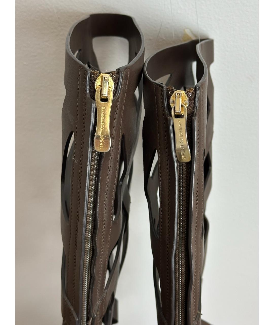 GIAN MARCO LORENZI Коричневые кожаные сапоги, фото 5