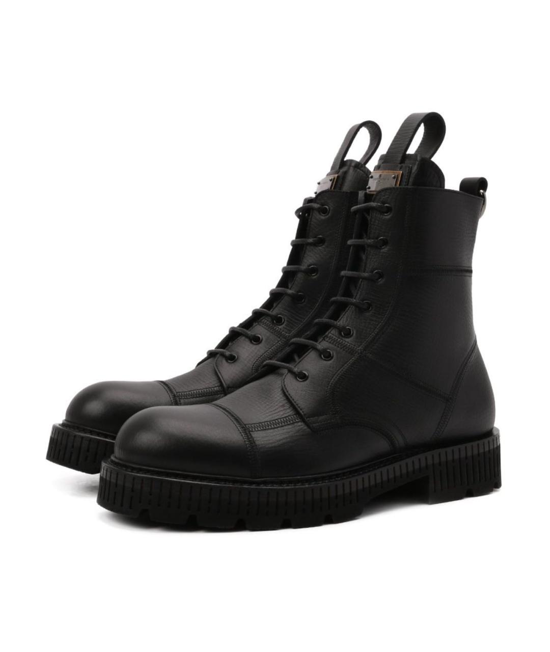 DOLCE&GABBANA Черные кожаные ботинки, фото 2