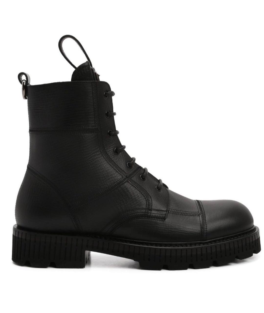 DOLCE&GABBANA Черные кожаные ботинки, фото 1